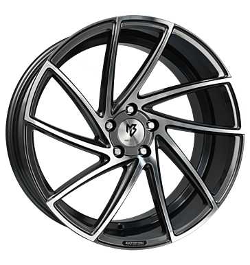 mbDESIGN KV2 8,5x19 ET32 5x100 67,1 Grau glänzend Konturen poliert