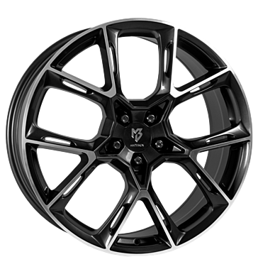 mbDESIGN KX1 8,5x20 ET45 5x112 75 Schwarz glänzend Konturen poliert