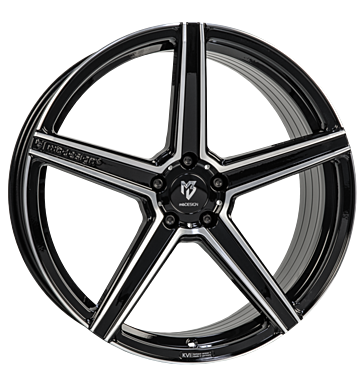 mbDESIGN KV1S DC 10,5x21 ET18 5x112 75 Schwarz glänzend Konturen poliert