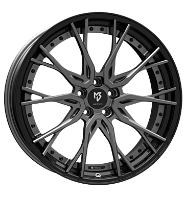 mbDESIGN KV3.2 9x21 ET25 5x112 75 Stern grau matt Bett glanzschwarz lackiert