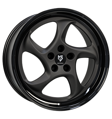 mbDESIGN Turbo 9x19 ET42 5x112 75 Stern schwarz stumpfmatt Bett glanzschw. lack.