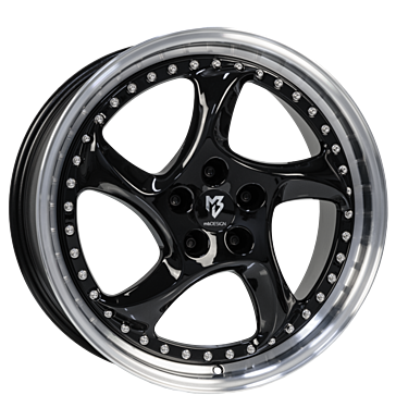 mbDESIGN Turbo S 8,5x19 ET45 5x108 75 Schwarz glänzend Außenbett poliert