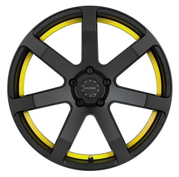 CORSPEED CHALLENGE 8,5x20 / 5x112 ET35 Mattblack Puresports / undercut Color Trim gelb mit Spurplatte BCF22029