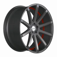 CORSPEED DEVILLE 10,5x21 / 5x112 ET40 Gunmetal/ undercut Color Trim rot mit Spurplatte BCF22022