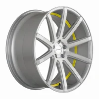 CORSPEED DEVILLE 10,5x22 / 5x112 ET25 Silver-brushed-Surface/ undercut Color Trim gelb mit Spurplatte BCF22024