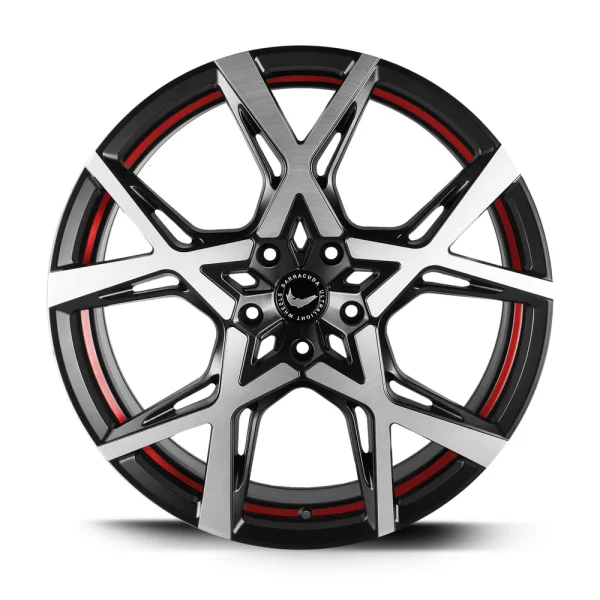 BARRACUDA Project X 10.0x22 / 5x114,3 ET40 Black brushed Surface undercut Trimline red