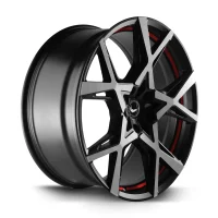 BARRACUDA Project X 10.0x22 / 5x127 ET45 Black brushed Surface undercut Trimline red