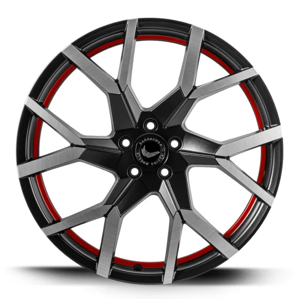 BARRACUDA TZUNAMEE EVO 9x20 /5x114,3 ET40 Dark Gunmetal brushed undercut Trimline red