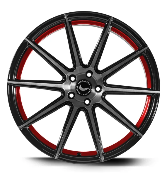 BARRACUDA PROJECT TWO 10.5x21 / 5x114,3 ET40 Higloss-Black brushed Surface/undercut Colour trim rot