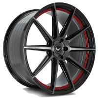 BARRACUDA PROJECT 2.0 9,5x22 / 5x114,3 ET35 Higloss-Black brushed Surface/undercut Colour trim rot mit Spurplatte S22685