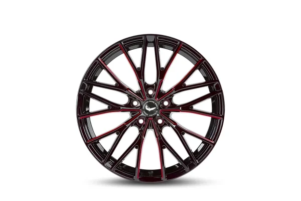 BARRACUDA ULTRALIGHT 3 T8 8,5x19 / 5x120 ET32 Black gloss Flashred mit Spurplatte S12124