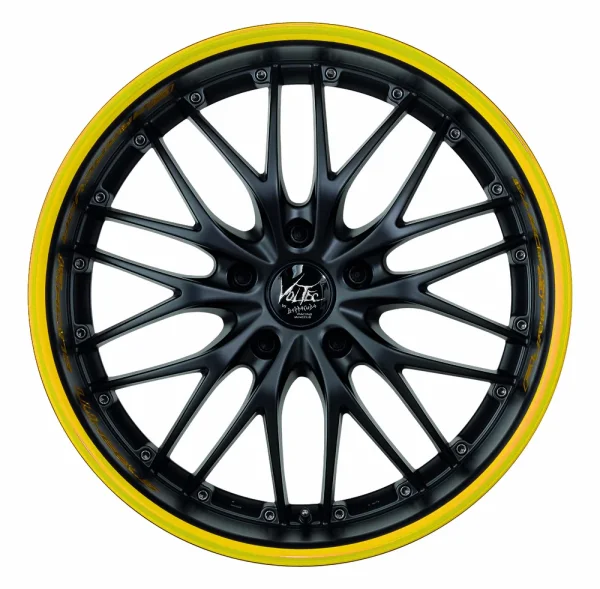 BARRACUDA VOLTEC T6 9,0x20 / 5x112 ET30 Mattblack Puresports / Color Trim gelb mit Spurplatte BCF22029