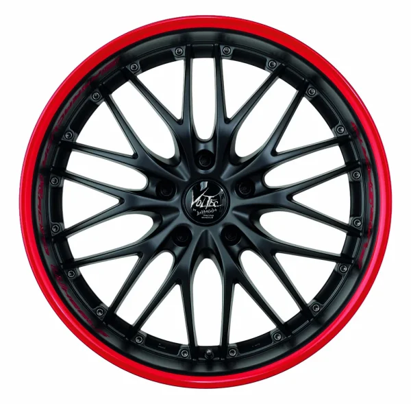 BARRACUDA VOLTEC T6 9,0x19 / 5x120 ET33 Mattblack Puresports / Color Trim rot mit Spurplatte BCF10206