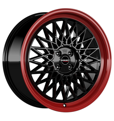 Borbet B 7x17 ET20 4x108 65,1 black rim red