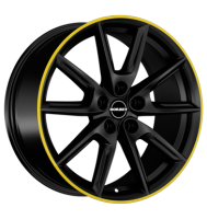 Borbet LX18 8x18 ET40 5x112 66,6 black matt rim yellow