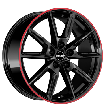 Borbet LX18 8x18 ET48 5x112 66,6 black glossy rim red