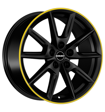 Borbet LX18 8x18 ET48 5x112 66,6 black matt rim yellow