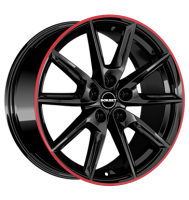 Borbet LX19 8x19 ET45 5x108 72,5 black glossy rim red