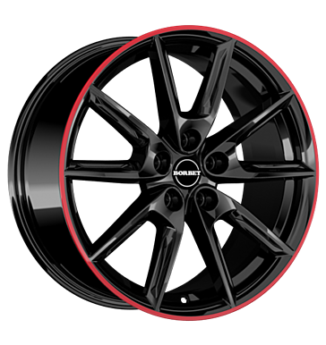 Borbet LX19 8x19 ET50 5x114,3 72,5 black glossy rim red