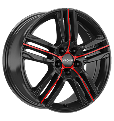 Ronal R57 MCR 7,5x17 ET35 5x120 72,5 jetblack-red spoke