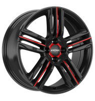 Ronal R57 MCR 7,5x18 ET24 4x108 76 jetblack-red spoke