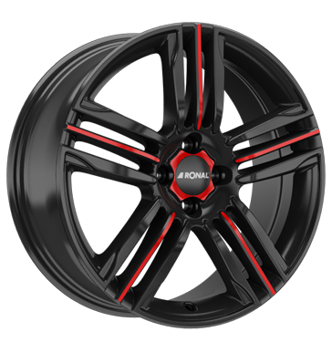 Ronal R57 MCR 7,5x18 ET35 4x100 68 jetblack-red spoke