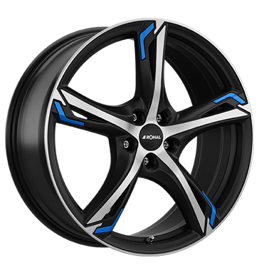 Ronal R62 Blue 7,5x18 ET50 5x108 76 jetblack-matt-frontkopiert blue
