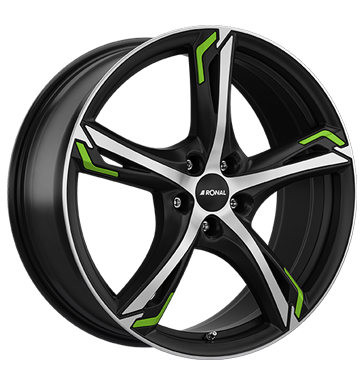 Ronal R62 Green 8x19 ET48 5x100 68 jetblack-matt-frontkopiert green